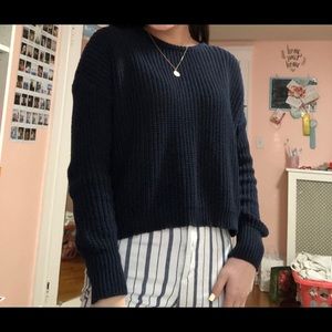 Navy Blue Brandy Melville Cropped Sweater